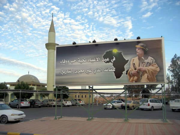 A Gaddafi billboard. Photo by David Stanley (flickr, CC BY 2.0)