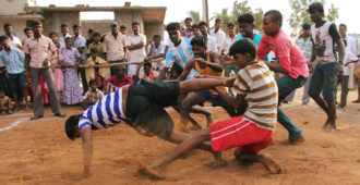 A game of kabaddi in rural Tamil Nadu during Pongol celebrations